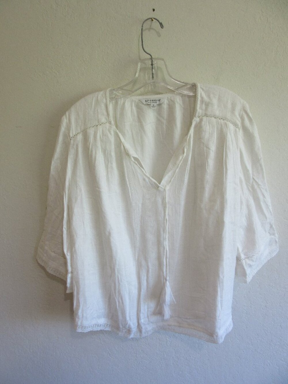 LIVERPOOL White M Relaxed Cotton Blouse